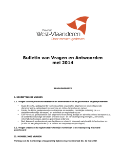 Bulletin vragen en antwoorden mei 2014 - Provincie West