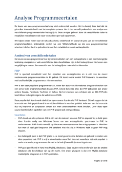 Identificeren van programmeertalen bij het businessproject