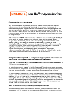 Zonnepanelen en belastingen - Energie van hollandsche bodem