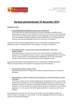 Verslag gemeenteraad 18 december 2014