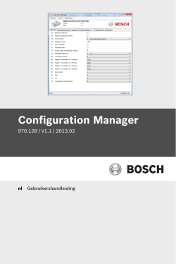 Configuration Manager - Bosch Security Systems