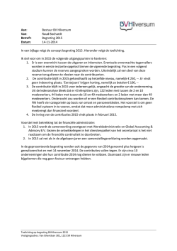 Ruud Bochardt Betreft: Begroting 2015 Datum: 14-11
