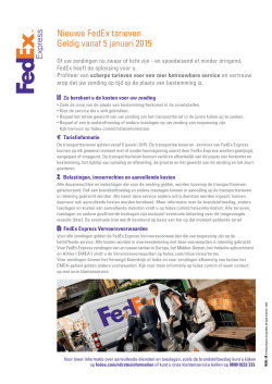 Nieuwe FedEx tarieven Geldig vanaf 5 januari 2015