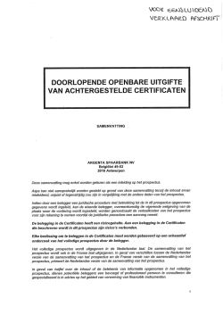 doorlopende &ucirc;penbare uitgifte van achtergestelde certificaten