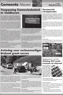 Gemeentenieuws 18 juni 2014 - Veldhovens Ondernemers Contact
