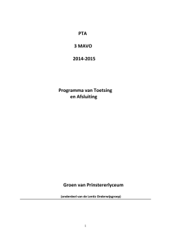 PTA 3 MAVO 2014-2015 Programma van Toetsing en