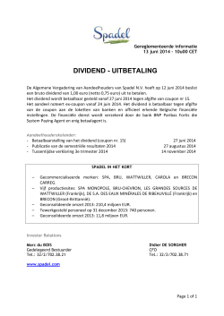 Spadel - Betaling van dividend (13.6.2014)
