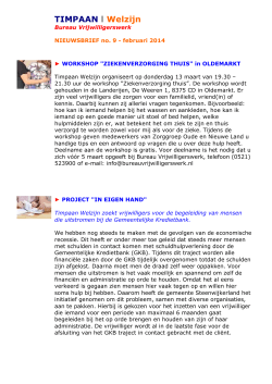 nieuwsbrief analoog tekst - Bureau Vrijwilligerswerk Steenwijkerland