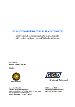 JEUGD(GEZONDHEIDS)ZORG IN TRANSFORMATIE Een