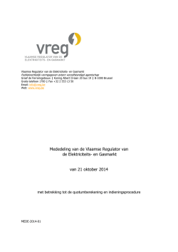 Mededeling van de Vlaamse Regulator van de Elektriciteits