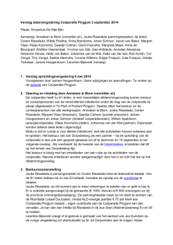 Verslag ledenvergadering Coöperatie Pingjum 3 september 2014