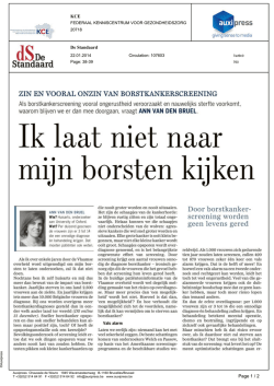Ik laat niet naar mijn borsten kijken (De Standaard 22.01.2014