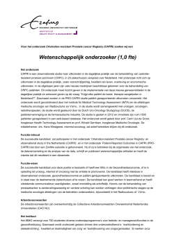 Vacature promotieonderzoek CAPRI, d.d. 04-12-2014