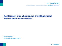 Door Guido Welter - Nationaal Platform Duurzame Inzetbaarheid
