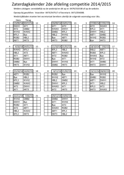 Kalender zaterdag 2de