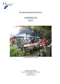 Huisartspraktijk Wiechers JAARVERSLAG 2013