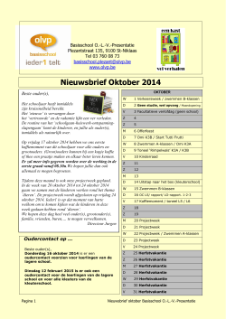 Nieuwsbrief Oktober 2014