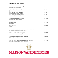 Wijnkaart Maison van den Boer, Restaurant Pangea