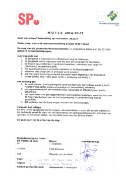 Teamsamenstelling Sociale Wijk Teams (SP).