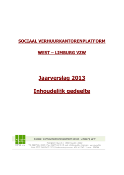 Jaarverslag 2013 Inhoudelijk gedeelte