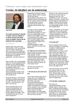 H-index, de kijkcijfers van de wetenschap - NIOO-KNAW