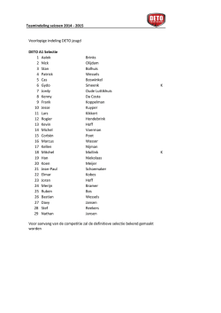 Teamindeling seizoen 2014 - 2015 Voorlopige indeling DETO jeugd