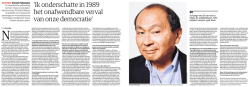 Ik onderschatte in 1989 het onafwendbare verval van onze democratie
