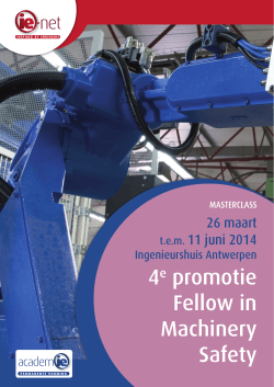 4e promotie Fellow in Machinery Safety - IE-net
