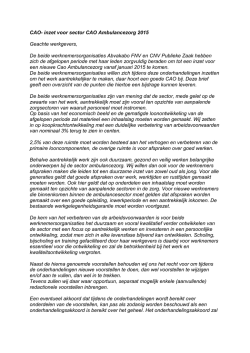 inzet voor sector CAO Ambulancezorg 2015 Geachte werkgevers