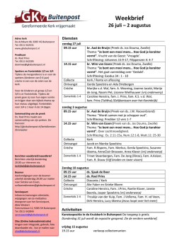 Hier staat de meest recente weekbrief
