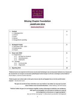 Jaarplan 2014 - Missing Chapter Foundation