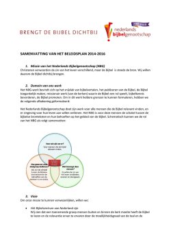 het beleidsplan 2014 &ndash; 2016 - Nederlands Bijbelgenootschap