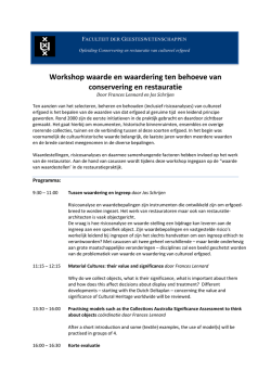 Workshop waarde en waardering ten behoeve van conservering en