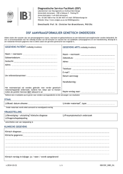 DSF AANVRAAGFORMULIER GENETISCH ONDERZOEK