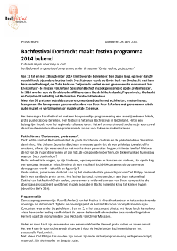 Bachfestival Dordrecht maakt programma bekend