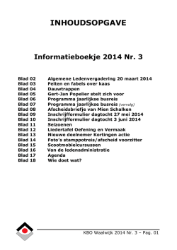 INHOUDSOPGAVE Informatieboekje 2014 Nr. 3
