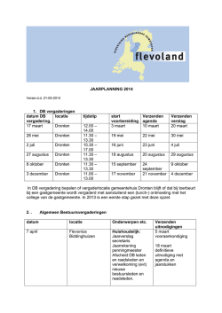 JAARPLANNING 2014 1. DB vergaderingen datum DB