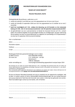INSCHRIJFFORMULIER YOGAWEEKEND 2014