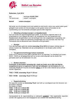 Eindejaarbrief H3 enTH3 2 juli 2014
