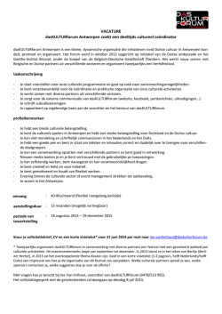 VACATURE dasKULTURforum Antwerpen zoekt een deeltijds