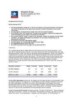 Kinepolis Group Business Update Q1 2014 15 mei 2014