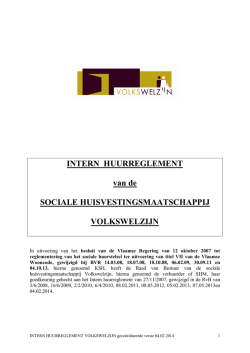 INTERN HUURREGLEMENT van de SOCIALE