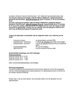 GLOBALE OPGAVE VAN DE KOSTEN M.B.T. DE VERKOOP BIJ