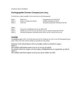 draaiboek ouders/verzorgers Koningsspelen 2014