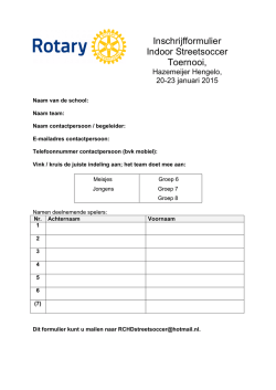 Inschrijfformulier Rotary Streetsoccer Toernoo 2015