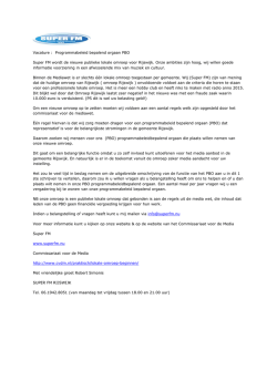 Vacature : Programmabeleid bepalend orgaan PBO Super FM wordt