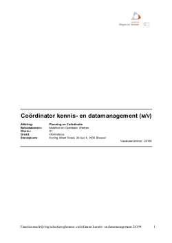 Coördinator kennis- en datamanagement (M/V)