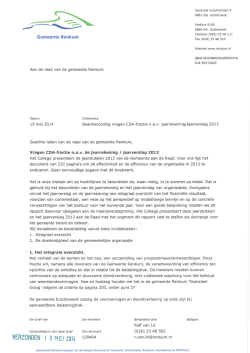 Jaarstukken 2013-129494 Beantwoording vragen CDA