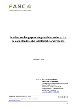 Invullen van het gegevensregistratieformulier m.b.t. de