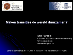 Bekijk hier de presentatie van Dr. Erik Paredis, pdf